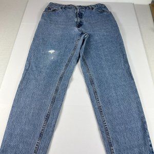 VTG 90s Levi's Jeans Junior's 11 Med 950 Relaxed Tapered Blue Denim Orange Tab